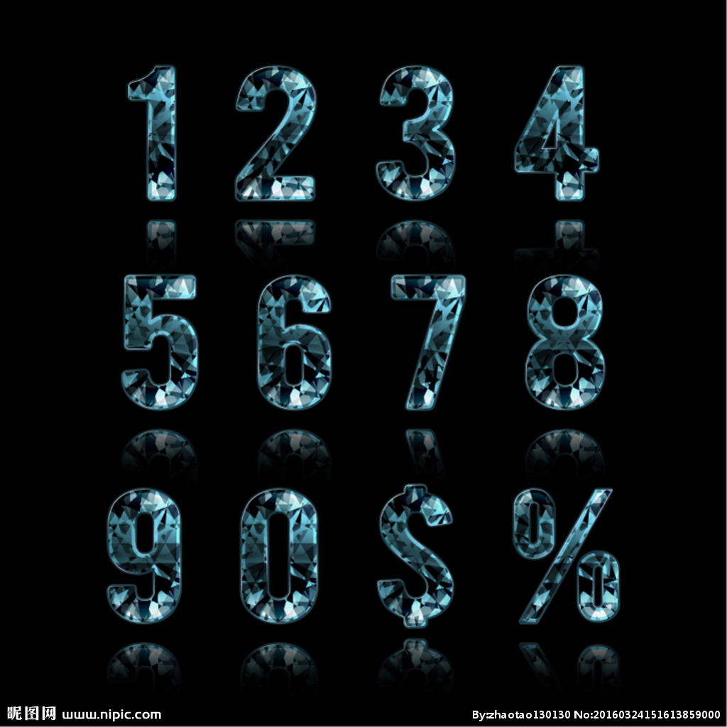 精致藍(lán)色鉆石數(shù)字矢量素材設(shè)計(jì)圖 數(shù)字廣告設(shè)計(jì)的璀璨新星